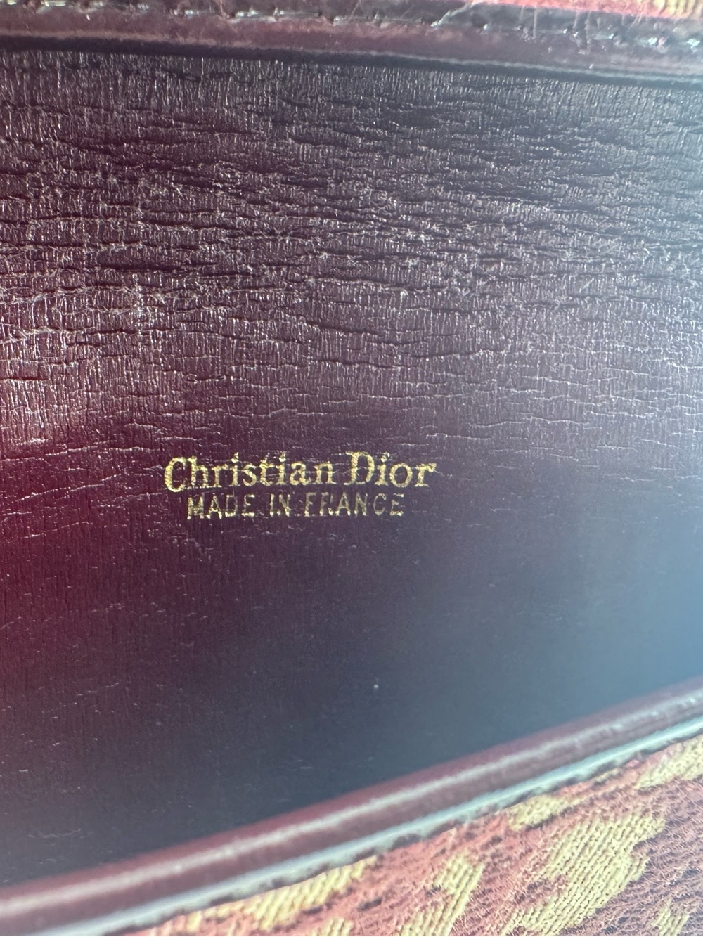 Christian Dior Vintage Oblique Wallet On Chain Burgundy Bordeaux Monogram AUTH - Picture 8 of 13